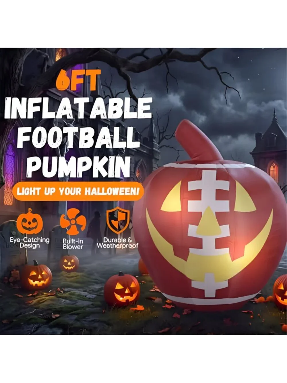 6ft Giant Halloween Inflatable Pumpkin Large Outdoor Decoration